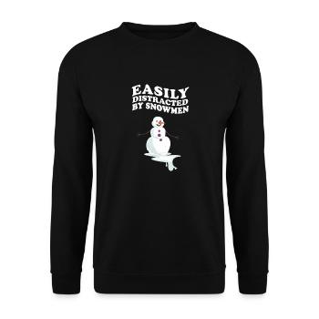 Facilement distrait par les bonhommes de neige Schneemann Winter - Sweat-shirt Unisexe - noir - Devant - Alina (178cm) & Michal (187cm)