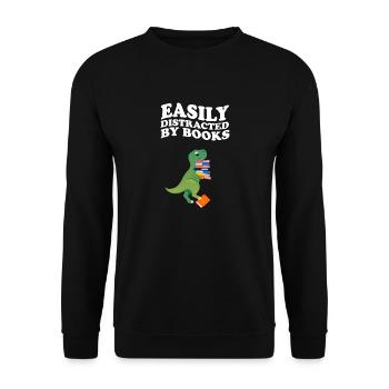 Facilement distrait par les livres Dino Dinosaur - Sweat-shirt Unisexe - noir - Devant - Alina (178cm) & Michal (187cm)