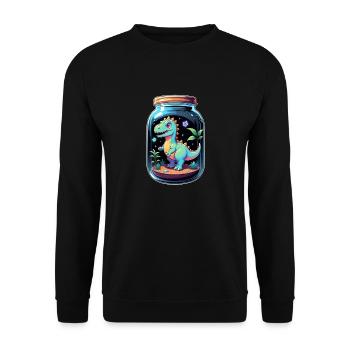 Dinosaur in a Cartoon Jar - Unisex Sweatshirt - black - Front - Alina (178cm) & Michal (187cm)