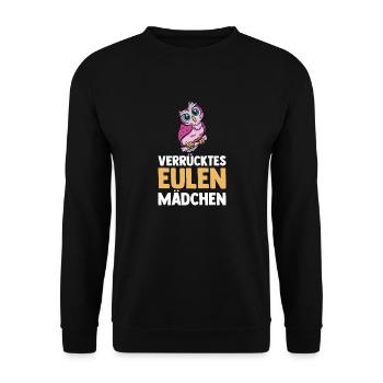 Eulen - Unisex Pullover - Schwarz - Vorne - Alina (178cm) & Michal (187cm)