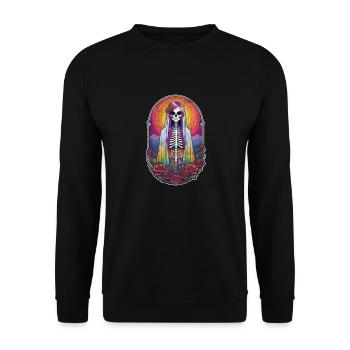 Halloween - Rock & Regenbogen - Unisex Pullover - Schwarz - Vorne - Alina (178cm) & Michal (187cm)