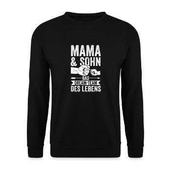 Mutter Muttertag Mama und Sohn - Unisex Pullover - Schwarz - Vorne - Alina (178cm) & Michal (187cm)