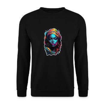 Afro Frau - Schönheit - Unisex Pullover - Schwarz - Vorne - Alina (178cm) & Michal (187cm)