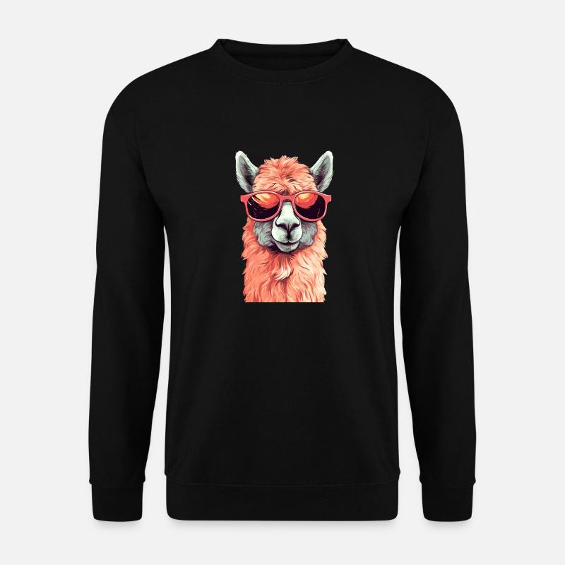 Alpaca with sunglasses - Unisex Sweatshirt - black