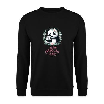 Best Mom Ever Panda Lover Floral Wreath I Mom - Unisex Pullover - Schwarz - Vorne - Alina (178cm) & Michal (187cm)