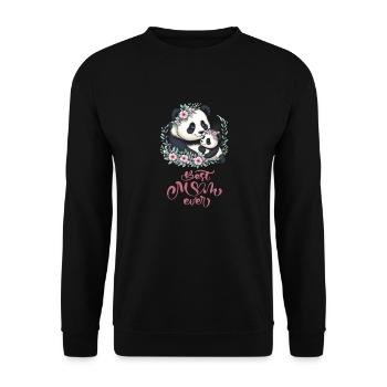 Best Mom Ever Panda Lover Floral Wreath I Mom - Unisex Pullover - Schwarz - Vorne - Alina (178cm) & Michal (187cm)