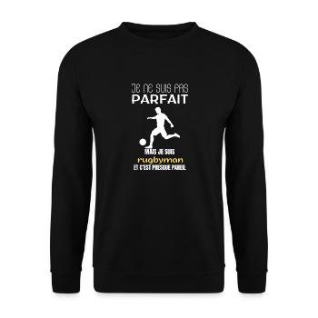 pas parfait rugby homme humour rugbyman cadeau - Sweat-shirt Unisexe - noir - Devant - Alina (178cm) & Michal (187cm)