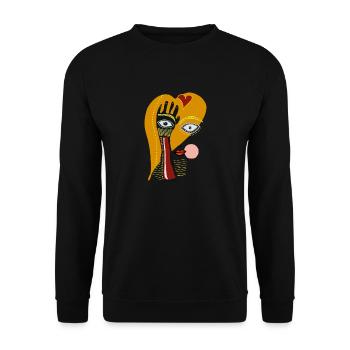 Mund Nase Augen Hand - Unisex Pullover - Schwarz - Vorne - Alina (178cm) & Michal (187cm)