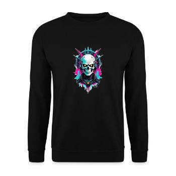 Totenkopf Steampunk Neon - Unisex Pullover - Schwarz - Vorne - Alina (178cm) & Michal (187cm)