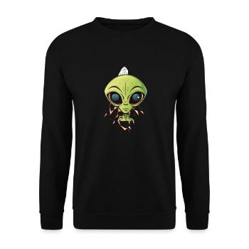 Tête d’extraterrestre sur un vaisseau spatial - Sweat-shirt Unisexe - noir - Devant - Alina (178cm) & Michal (187cm)