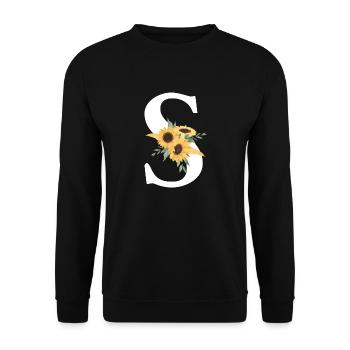 Sunflower Floral S Letter - Unisex Sweatshirt - black - Front - Alina (178cm) & Michal (187cm)