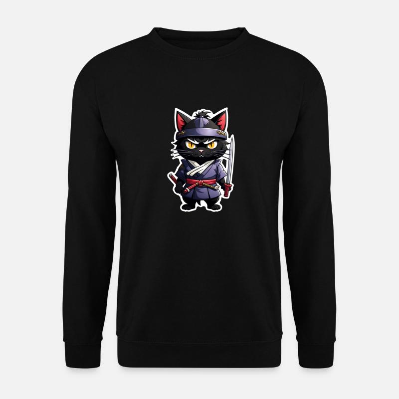 Ninja Katze - Samurai Kätzchen - Unisex Pullover - Schwarz