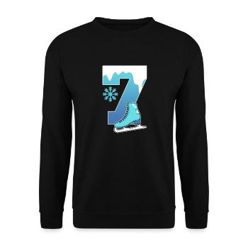 Schlittschuh Eislauf 6. Kindergeburtstag - Unisex Pullover - Schwarz - Vorne - Alina (178cm) & Michal (187cm)