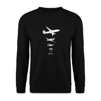 Born to Fly - Silhouette d’avion et de parachute - Sweat-shirt Unisexe - noir - Devant - Alina (178cm) & Michal (187cm)