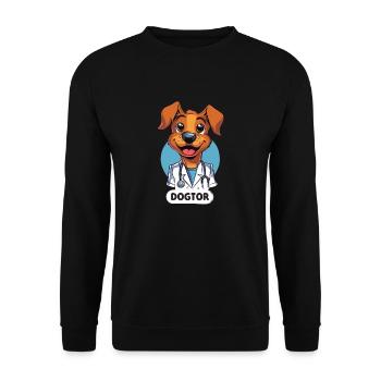 Adorable Puppy Doctor in Cartoon Style - Unisex Sweatshirt - black - Front - Alina (178cm) & Michal (187cm)
