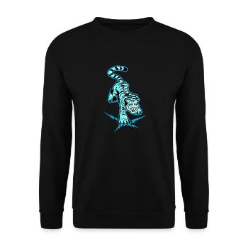 Tiger and Slice Under the Paws (Blue Version) - Unisex Sweatshirt - black - Front - Alina (178cm) & Michal (187cm)