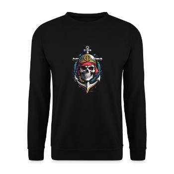Navy Anchor Skull - Unisex Sweatshirt - black - Front - Alina (178cm) & Michal (187cm)