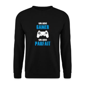 ado gamer / ado parfait / adolescent / enfants - Sweat-shirt Unisexe - noir - Devant - Alina (178cm) & Michal (187cm)