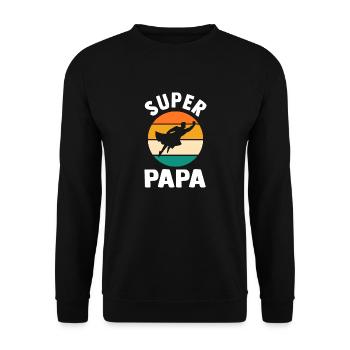 Père Papa Super-héros - Sweat-shirt Unisexe - noir - Devant - Alina (178cm) & Michal (187cm)