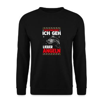 Weihnachtsmann Angeln Weihnachtsfest Weihnachten - Unisex Pullover - Schwarz - Vorne - Alina (178cm) & Michal (187cm)