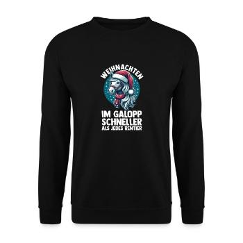 Père Noël Noël équitation cavalier chevaux - Sweat-shirt Unisexe - noir - Devant - Alina (178cm) & Michal (187cm)