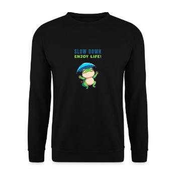 RALENTISSEZ PROFITEZ DE LA VIE GRENOUILLE - Sweat-shirt Unisexe - noir - Devant - Alina (178cm) & Michal (187cm)