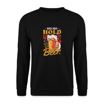 Weihnachten hoho hält mein Weihnachtsmannbier - Unisex Pullover - Schwarz - Vorne - Alina (178cm) & Michal (187cm)