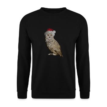 Chouette de Noël réaliste avec effet tricot unique - Sweat-shirt Unisexe - noir - Devant - Alina (178cm) & Michal (187cm)