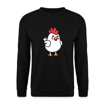 Huhn - Unisex Pullover - Schwarz - Vorne - Alina (178cm) & Michal (187cm)
