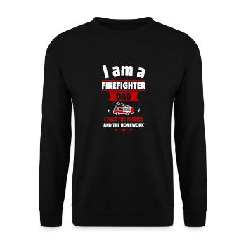 Dad Firefighter Father's Day Gift, Fire Brigade - Unisex Sweatshirt - black - Front - Alina (178cm) & Michal (187cm)