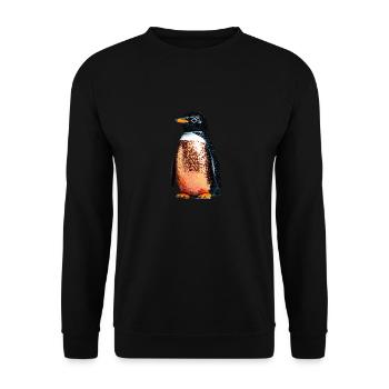 Pinguin,Pailletten,Glitzer,gold,schwarz - Unisex Pullover - Schwarz - Vorne - Alina (178cm) & Michal (187cm)