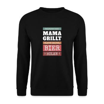 Mom at the Grill - Funny BBQ Saying - Unisex Sweatshirt - black - Front - Alina (178cm) & Michal (187cm)