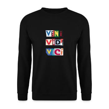 Veni Brief in Zeitungen - Unisex Pullover - Schwarz - Vorne - Alina (178cm) & Michal (187cm)