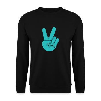 Liebe Freiheit Friede Hoffnung Zeichen Handzeichen - Unisex Pullover - Schwarz - Vorne - Alina (178cm) & Michal (187cm)