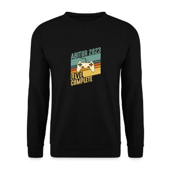 Abitur 2023 Level Komplett Gamer Konsole Abi - Unisex Pullover - Schwarz - Vorne - Alina (178cm) & Michal (187cm)