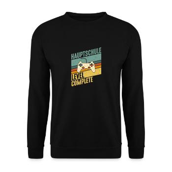 Hauptschule Level Komplett Gamer KonsoleAbschluss - Unisex Pullover - Schwarz - Vorne - Alina (178cm) & Michal (187cm)