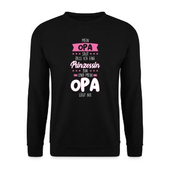 Enkelin Opa Großvater Geschenk - Unisex Pullover - Schwarz - Vorne - Alina (178cm) & Michal (187cm)