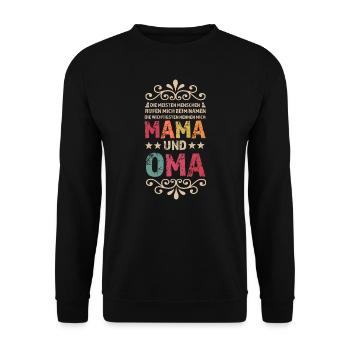 Mama & Oma Familie Mutter Geschenk - Unisex Pullover - Schwarz - Vorne - Alina (178cm) & Michal (187cm)