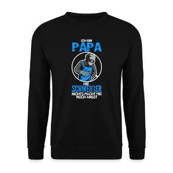 Schweißer Papa Schweißen Geschenk - Unisex Pullover - Schwarz - Vorne - Alina (178cm) & Michal (187cm)