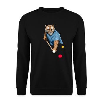 CAT PLAYING SNOOKER, BILLIARDS, POOL SNOOKER TIGER - Unisex Sweatshirt - black - Front - Alina (178cm) & Michal (187cm)