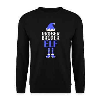 Großer Bruder Elf Grosser Bruder Geschenk - Unisex Pullover - Schwarz - Vorne - Alina (178cm) & Michal (187cm)