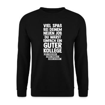 Job Abschied Jobwechsel Kollege Geschenk - Unisex Pullover - Schwarz - Vorne - Alina (178cm) & Michal (187cm)