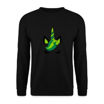 St Patricks day Einhorn-Kind-Magie-Kleeblatt-Baby - Unisex Sweatshirt - black - Front - Alina (178cm) & Michal (187cm)