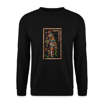 Le roi maya Chan Bahlum II - Sweat-shirt Unisexe - noir - Devant - Alina (178cm) & Michal (187cm)