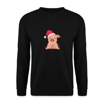 Schwein Weihnachten - Unisex Pullover - Schwarz - Vorne - Alina (178cm) & Michal (187cm)