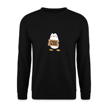 Free Hugs Penguin - Unisex Sweatshirt - black - Front - Alina (178cm) & Michal (187cm)