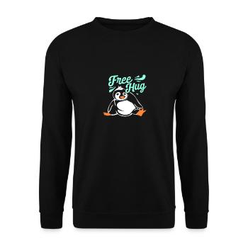 Umarmung Pinguin - Unisex Pullover - Schwarz - Vorne - Alina (178cm) & Michal (187cm)