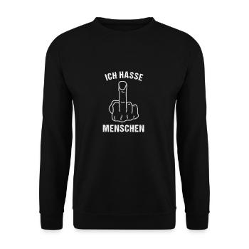 Ich hasse Menschen - Unisex Pullover - Schwarz - Vorne - Alina (178cm) & Michal (187cm)