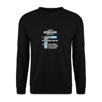 Ausbilder Spruch Geschenk Klempner - Unisex Pullover - Schwarz - Vorne - Alina (178cm) & Michal (187cm)
