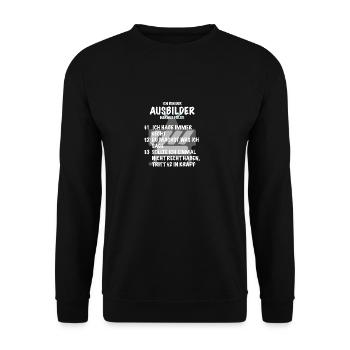 Ausbilder Spruch Geschenk Bauarbeiter Straßenbau - Unisex Pullover - Schwarz - Vorne - Alina (178cm) & Michal (187cm)